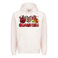 Pale Pink peace love crawfish Premium Hoodie - MaliasSmallBusiness