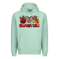 Seafoam peace love crawfish Premium Hoodie - MaliasSmallBusiness