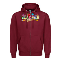 Burgundy Easter Teacher Easter Day Zipper Hoodie - Neo Western