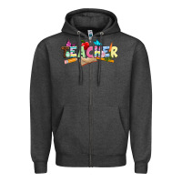 Charcoal Heather Easter Teacher Easter Day Zipper Hoodie - Neo Western
