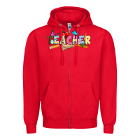 Red Easter Teacher Easter Day Zipper Hoodie - Neo Western