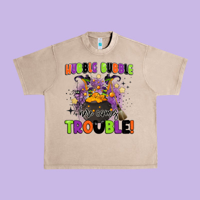 Kids Halloween Hubble Bubble Here Comes Trouble Urban Heavy Tee Designed By Barkaloodesign