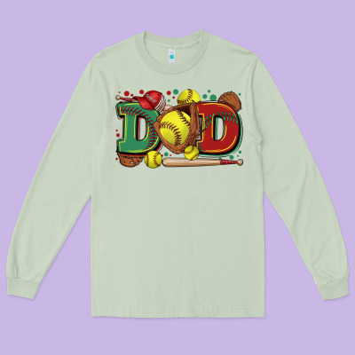Dad Softball Long Sleeve Tee Designed By Zillion Design Studio