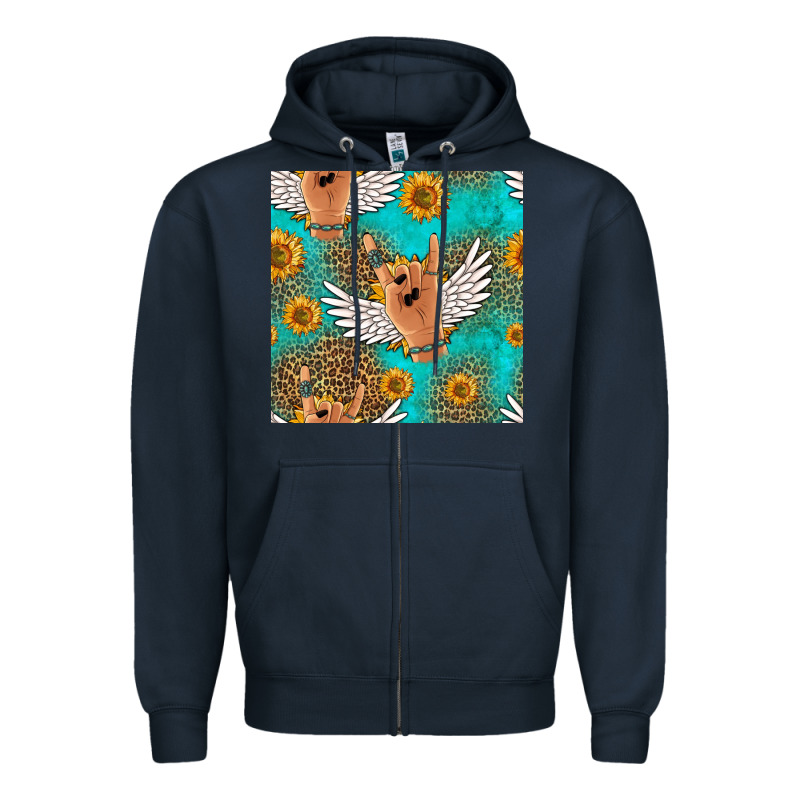 Rock N Roll Hands Seamless Pattern Zipper Hoodie by HRA Design Shop | Teevron