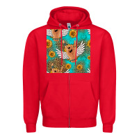 Red rock n roll hands seamless pattern Zipper Hoodie - HRA Design Shop