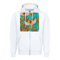 White rock n roll hands seamless pattern Zipper Hoodie - HRA Design Shop