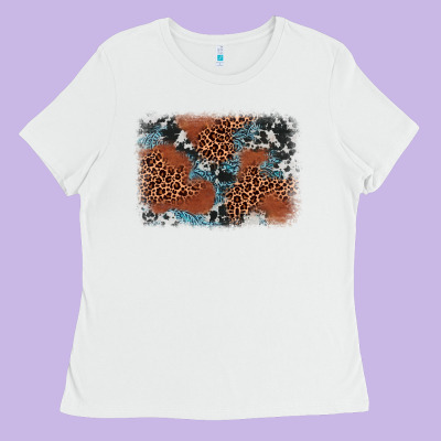 Leopard Cowhide Background Ladies Tee Designed By Barkaloodesign