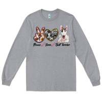 Heather Grey peace love bull terrier Long Sleeve Tee - RanaPortraitStore