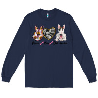 Navy peace love bull terrier Long Sleeve Tee - RanaPortraitStore