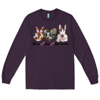 Plum peace love bull terrier Long Sleeve Tee - RanaPortraitStore
