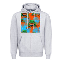 Heather Grey funny frogs seamless pattern Zipper Hoodie - HRA Design Shop