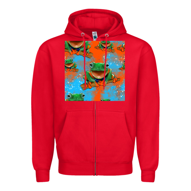 Funny Frogs Seamless Pattern Zipper Hoodie by HRA Design Shop | Teevron