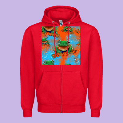 Funny Frogs Seamless Pattern Zipper Hoodie Designed By Hra Design Shop
