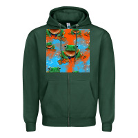 Sports Green funny frogs seamless pattern Zipper Hoodie - HRA Design Shop
