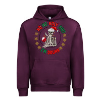 Mauve Wine ho ho holly shit skeleton santa Urban Hoodie - MaliasSmallBusiness