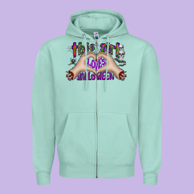 This Girl Loves Halloween Zipper Hoodie Designed By Cowhidedigitalart