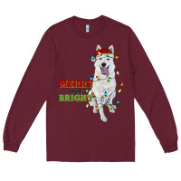 Burgundy merry and bright white shepherd Long Sleeve Tee - RanaPortraitStore