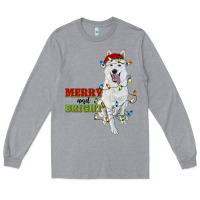 Heather Grey merry and bright white shepherd Long Sleeve Tee - RanaPortraitStore