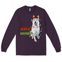 Plum merry and bright white shepherd Long Sleeve Tee - RanaPortraitStore