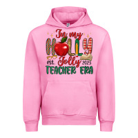 Fuchsia Pink in my holly jolly teacher era Urban Hoodie - MaliasSmallBusiness