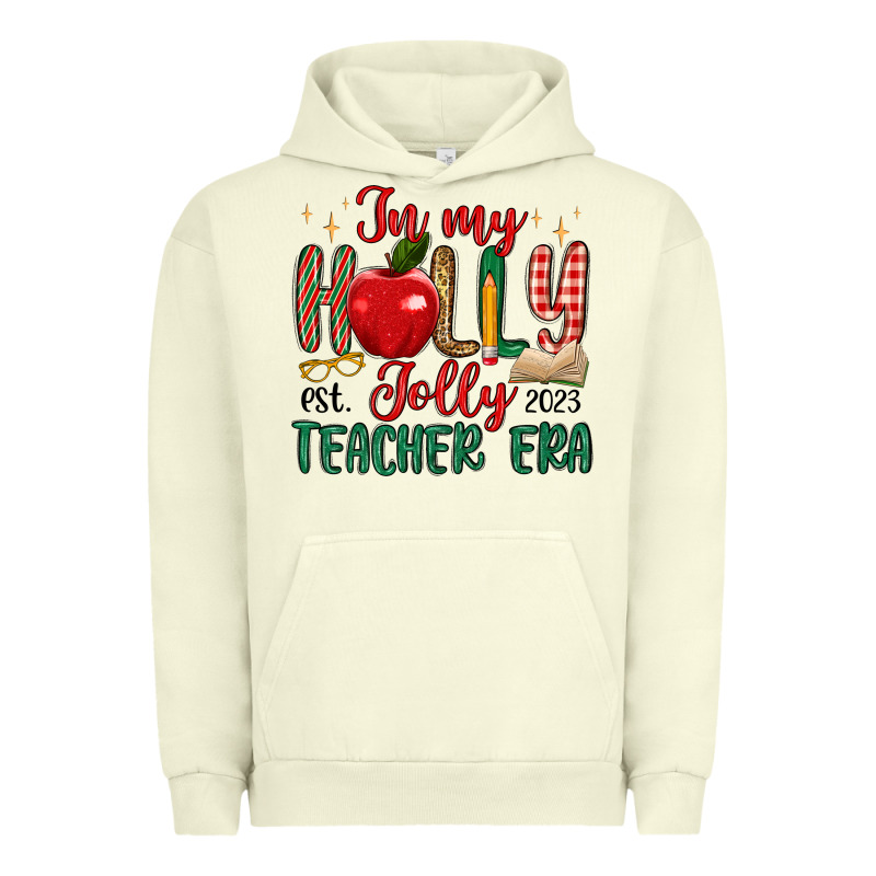In My Holly Jolly Teacher Era Urban Hoodie by MaliasSmallBusiness | Teevron