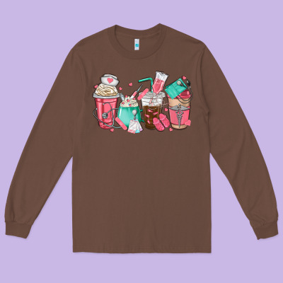 Nurse Coffee Cups Long Sleeve Tee Designed By Texasbilliewilder