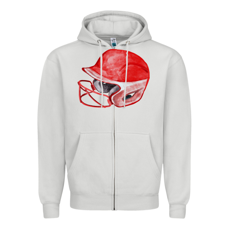 Red Softball Helmet Fa Element Zipper Hoodie by FaDigitalArtStudio | Teevron