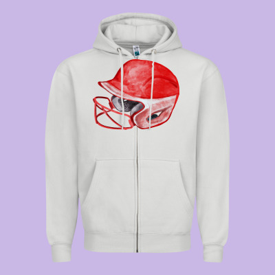 Red Softball Helmet Fa Element Zipper Hoodie Designed By Fadigitalartstudio