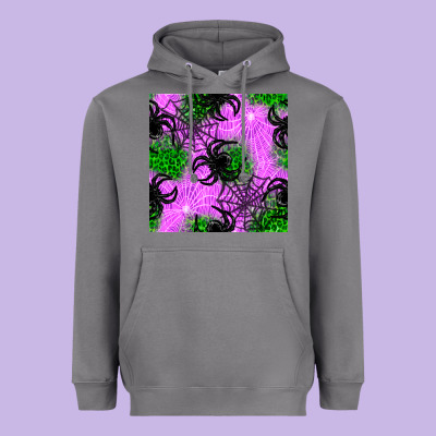 Halloween Spider Green Leopard Seamless Pattern Heavyweight Hoodie Designed By Bundleandbundleshop