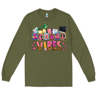 Army Green school vibes Long Sleeve Tee - AdoDesignShop