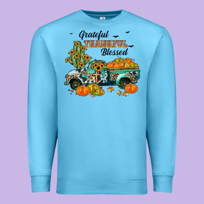 Grateful Thankful Blessed Premium Sweatshirt Designed By Jahusdesignshop