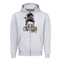 Heather Grey autism mom Zipper Hoodie - SublimationCraftShop