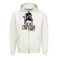 Oatmeal Heather autism mom Zipper Hoodie - SublimationCraftShop