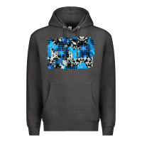 Charcoal Heather westerb cowhide winter background Premium Hoodie - AdoDesignShop