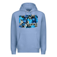 Colony Blue westerb cowhide winter background Premium Hoodie - AdoDesignShop