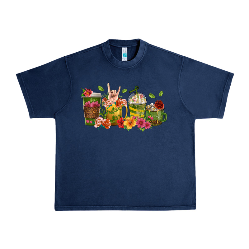 Floral Hustler Coffee Cups Urban Heavy Tee by texasbilliewilder | Teevron