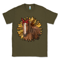 Army Green sunflower with horse Classic Tee - RanaPortraitStore