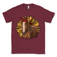 Burgundy sunflower with horse Classic Tee - RanaPortraitStore