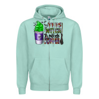 Seafoam this witch needs coffee Zipper Hoodie - CowhideDigitalArt