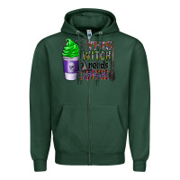 Sports Green this witch needs coffee Zipper Hoodie - CowhideDigitalArt