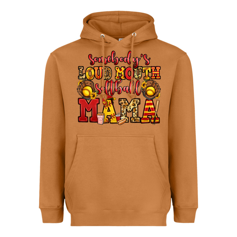 Somebody's Loud Mouth Softball Mama Heavyweight Hoodie by Jasminsmagicworld | Teevron