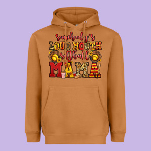 Somebody's Loud Mouth Softball Mama Heavyweight Hoodie Designed By Jasminsmagicworld