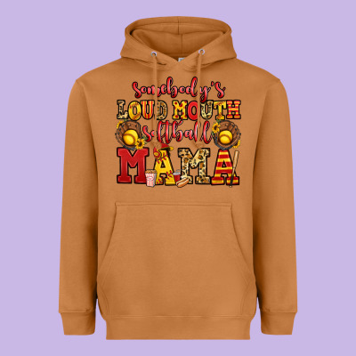 Somebody's Loud Mouth Softball Mama Heavyweight Hoodie Designed By Jasminsmagicworld