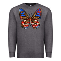 Charcoal Heather 4th of july butterfly Premium Sweatshirt - BundleAndBundleShop