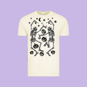 Halloween Dancing Skeletons Vintage Tee Designed By Barkaloodesign