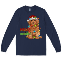 Navy merry and bright toy poodle Long Sleeve Tee - RanaPortraitStore