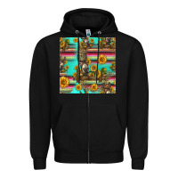 Black sunflowers donkey seamless pattern Zipper Hoodie - HRA Design Shop