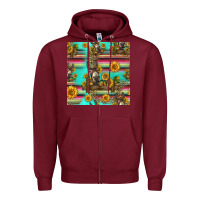 Burgundy sunflowers donkey seamless pattern Zipper Hoodie - HRA Design Shop