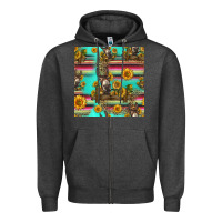 Charcoal Heather sunflowers donkey seamless pattern Zipper Hoodie - HRA Design Shop