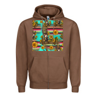 Chestnut sunflowers donkey seamless pattern Zipper Hoodie - HRA Design Shop